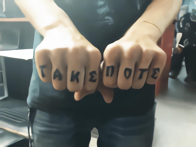 Take Note knuckles Take Note tattoo